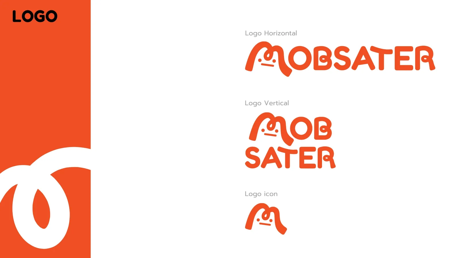 Three Mobsater logo versions: horizontal, vertical and icon